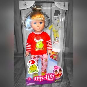 🎄MIB! My Life as Grinch Blonde SET Doll Plush Grinch & Stocking